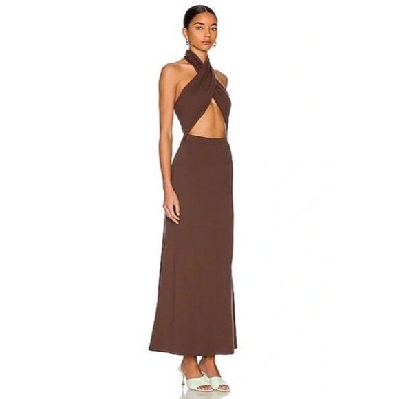 Atoir Elevate Dress Chestnut Brown Tie Back Cut Out - Picture 2 of 5